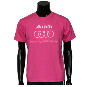 순면라운드 티셔츠(핑크)-직접자수 아우디